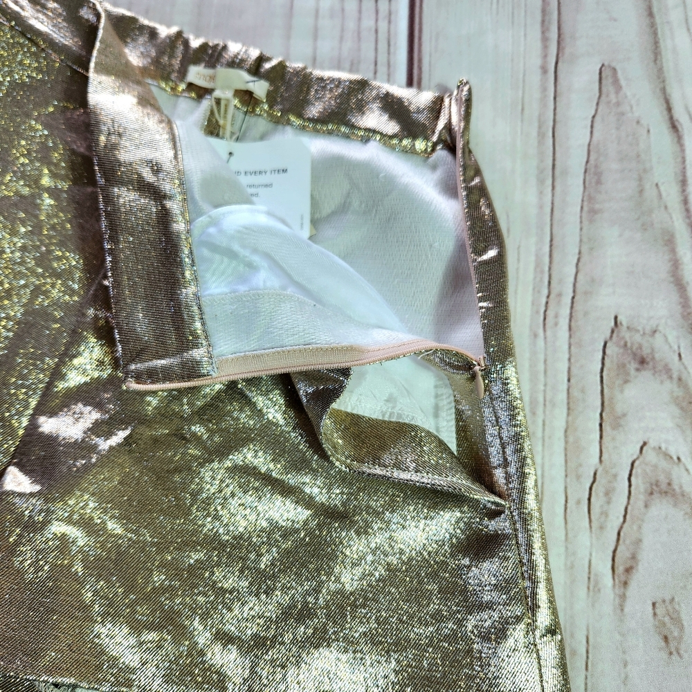 **SOLD** NWT Maje High Waist Gold Metallic Silk Blend Shorts | Women's Size 2-4 - Picture 4 of 14